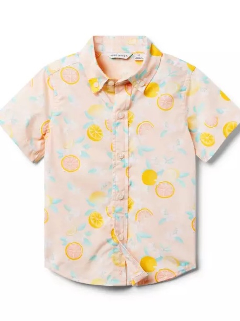 Janie and Jack Peach Short-Sleeve Button-Down melon ice citrus print 5